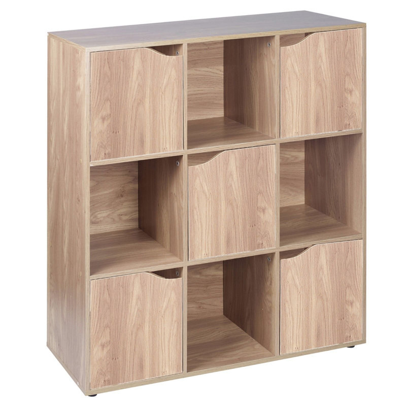 Swarna 90.5cm H x 89cm W Cube Bookcase, Oak/Oak