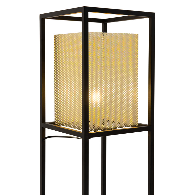 Lampe sur pied dorée et noire