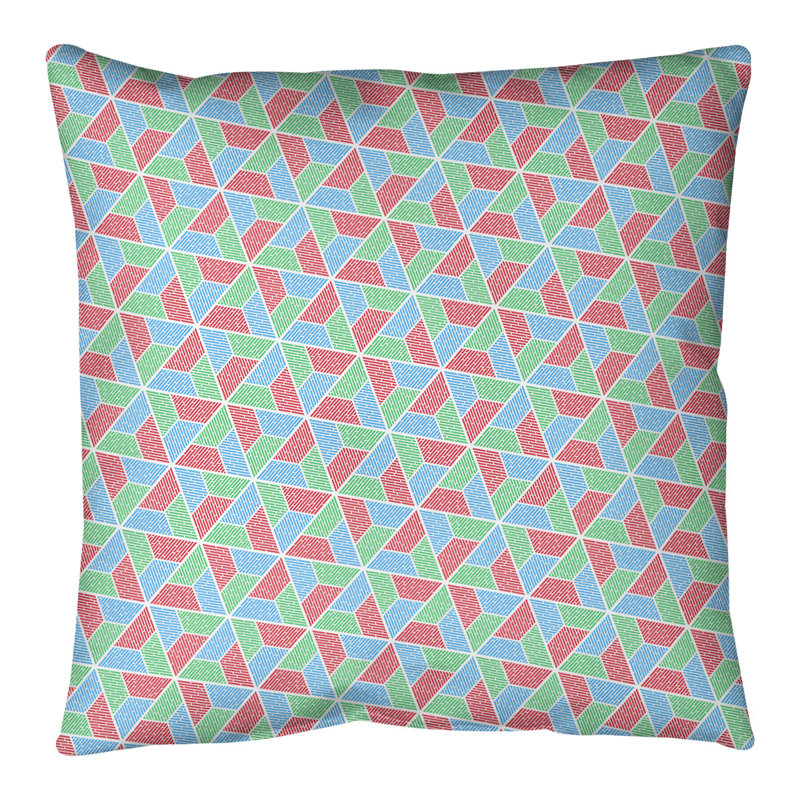 Oreiller de sol Katelyn Elizabeth Trapezoids, H 36 po x l 36 po, Vert / Rouge / Bleu