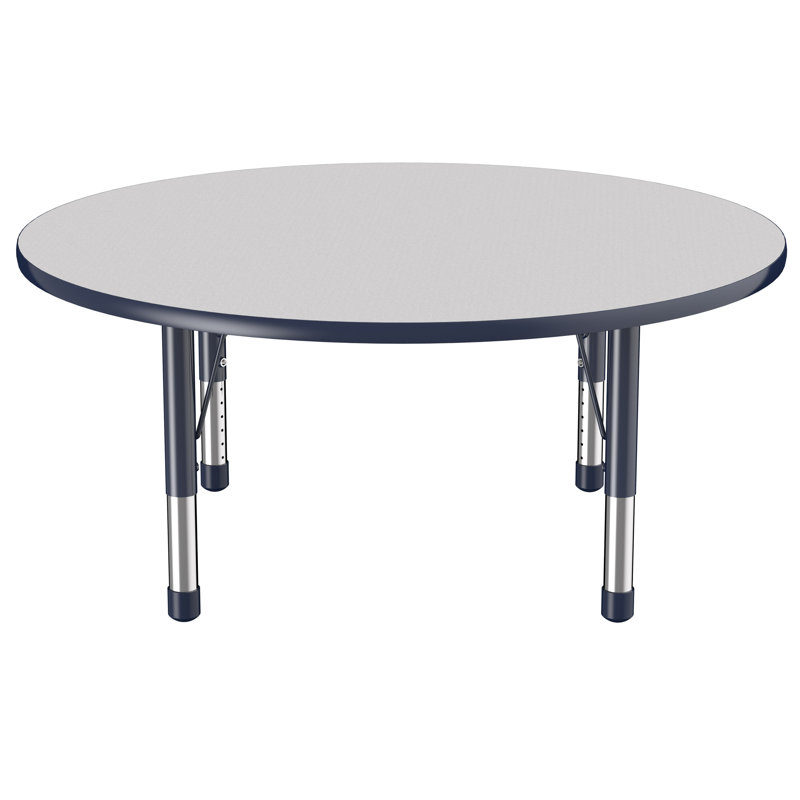 Table ronde à hauteur réglable, 48", Gris / bleu marine, Épais