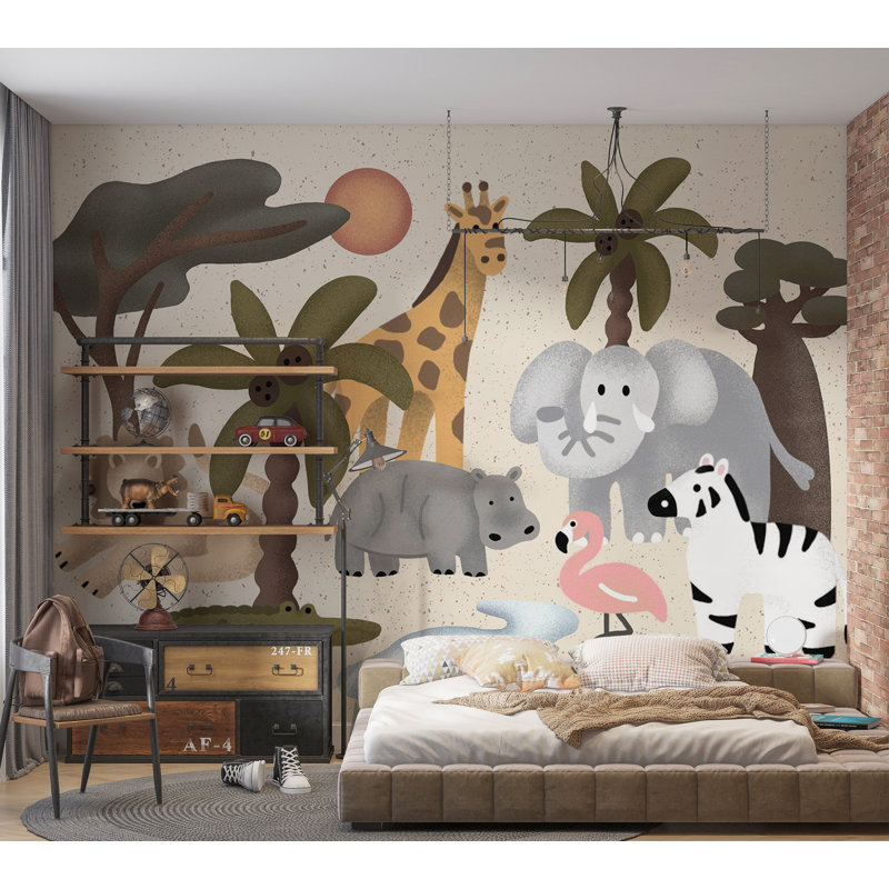 Adhésif mural pelez et collez, animaux de la jungle, L 27 po x l 38 po