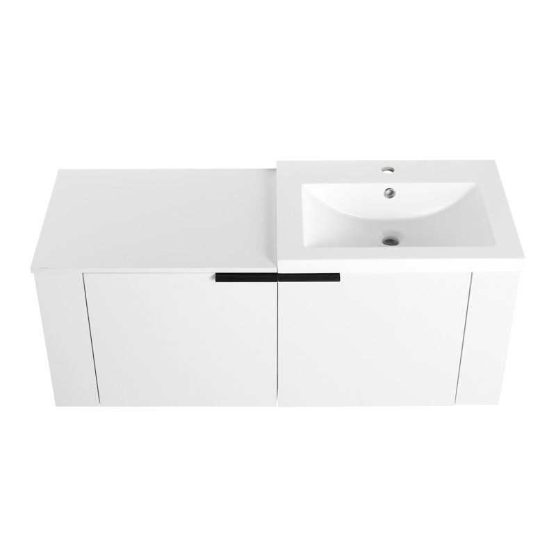 Meuble-lavabo robuste avec rangement abondant et design élégant, Chêne blanc