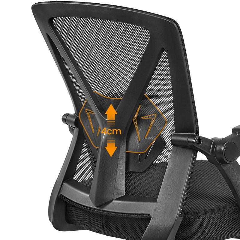 Mesh Desk Chair with Flip-up Armrest, Black, Black