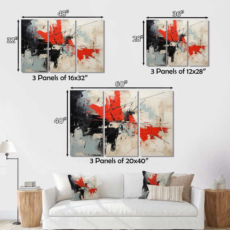 «Abstract Duality II», reproduction sur toile tendue de 3 pièces, H 28 po x l 36 po x P 1 po, Toile tendue