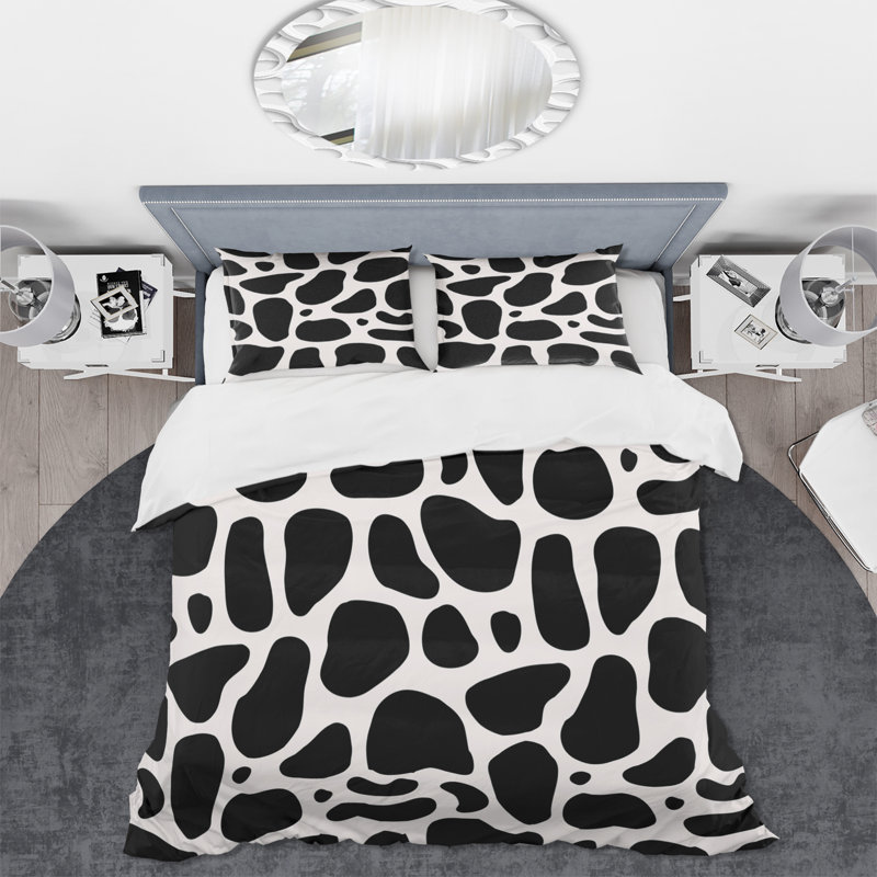 Feuilles noires abstraites VI - ensemble de housse de couette moderne - microfibre de polyester