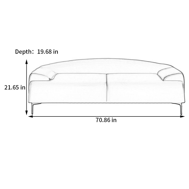 Banc rembourré Sile, H 21,65 po x l 70,86 po x P 19,68 po, Orange