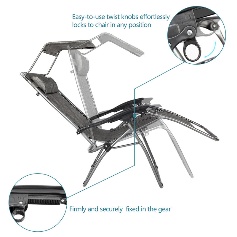 Sebastion Folding Zero Gravity Chair, Gray