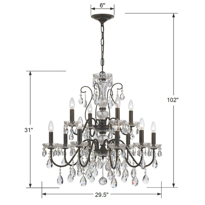 Jazzlynn 12 - Light Candle Style Classic Chandelier with Crystal Accents