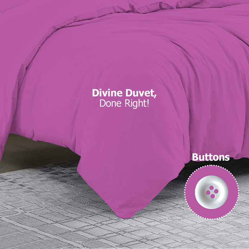 Klarita 100% Microfiber 300TC Reversible Duvet Cover Set with Pillowcase, Kingsize - 2 Pillowcase (50 x 75 cm), Purple