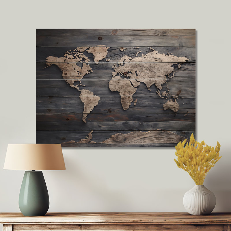 Orlane - Carte décorative sur bois de pin naturel, H 30 po x l 40 po