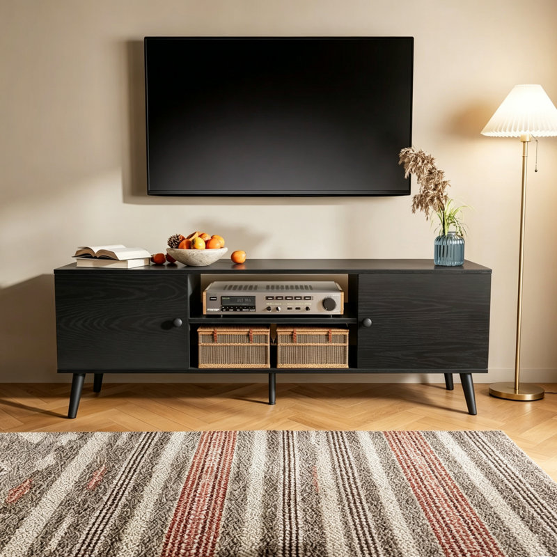 Meuble télé 65 po avec tablettes réglables Josebe, Noir