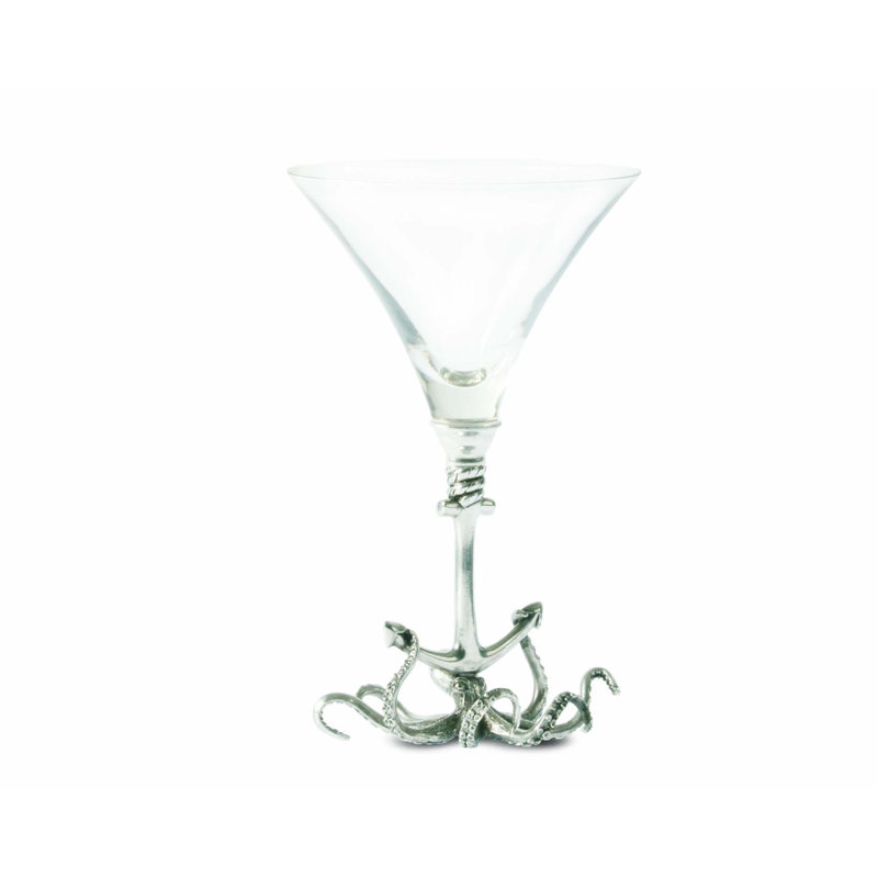 Handmade 10oz Martini Glass with Pewter Octopus Base