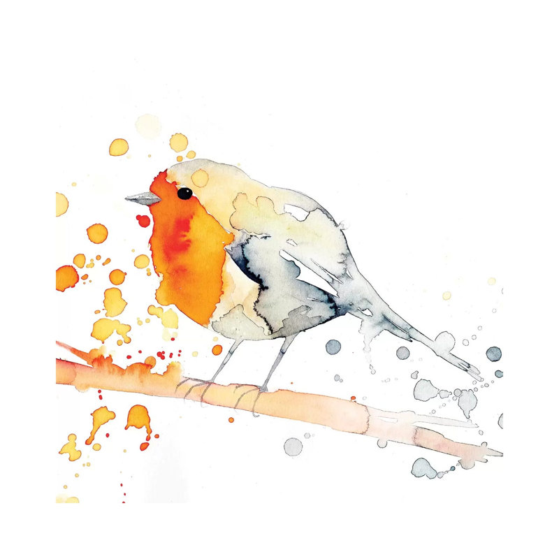 Robin Bird II by The Cosmic Whale - No Frame Gallery-Wrapped Canvas Giclée on Canvas, 30.48cm H x 30.48cm W