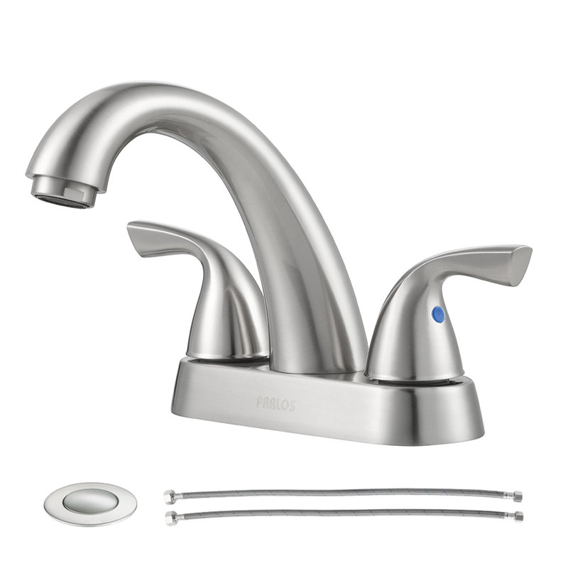 Centerset 2-handle Bathroom Faucet with Drain Assembly, Brushed Nickel