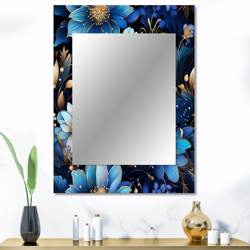 Motif Zho Mystical Boho Boho - grand miroir mural cachemire, miroir décoratif glam, 40 po x 30 po