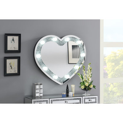 Wood Frame Heart Wall Mirror