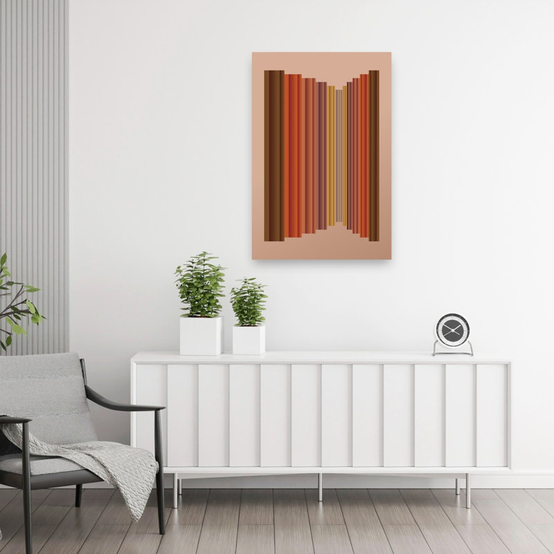 Impression d'art contemporain abstrait géométrique chaleureux, 36" H x 24" W