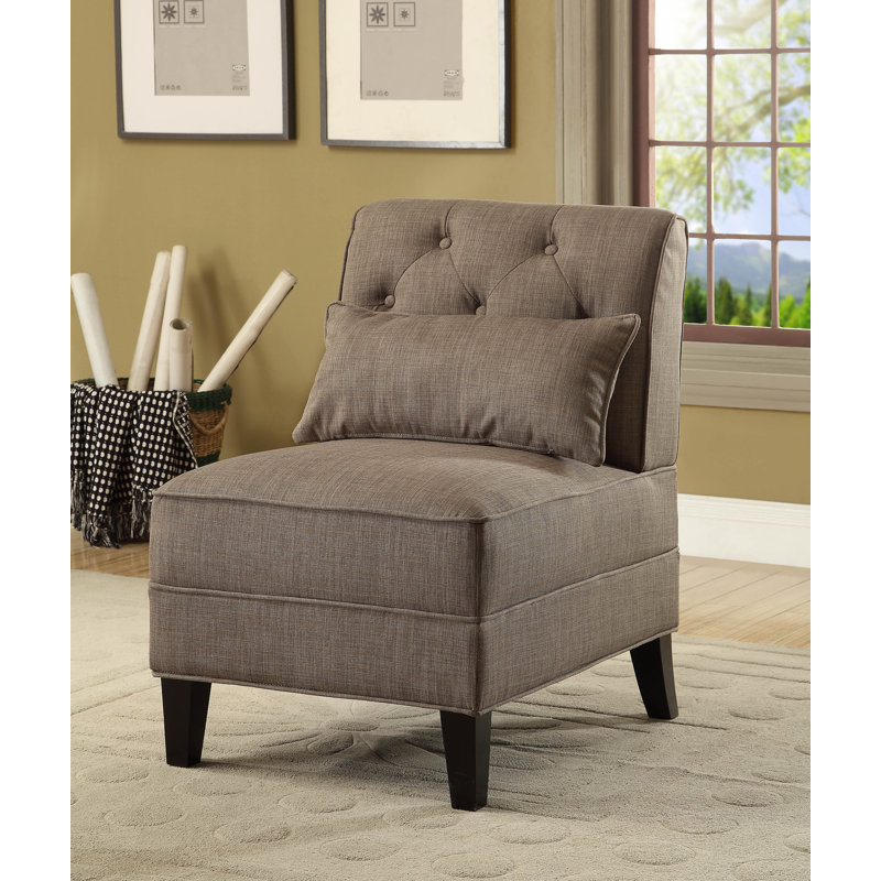 Fauteuil de chambre en lin touffeté de 23 po de largeur Carrie, Gris anthracite