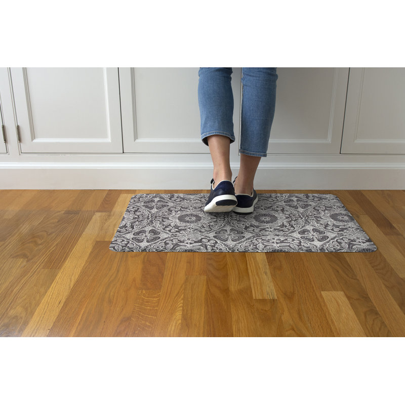 Gray Floral Mandala Anti-Fatigue Comfort Mat 32" x 20"