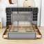 Grand lit plateforme en bois avec 4 tiroirs et tête de lit-210201102