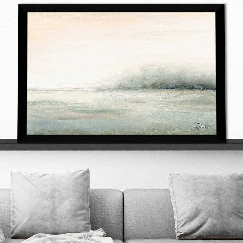 Brouillard clair par Patricia Pinto - Peinture, Cadre noir, H 27,5 po x l 39,5 po x P 0,75 po