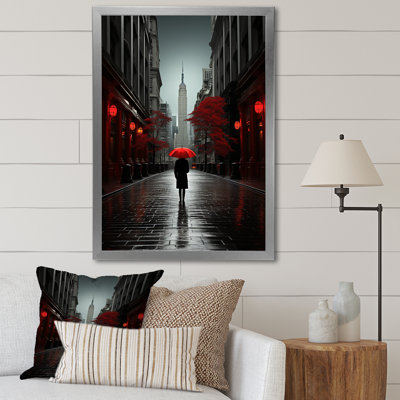 «Lashari» monochrome rouge et gris New York City Rhythm I sur toile