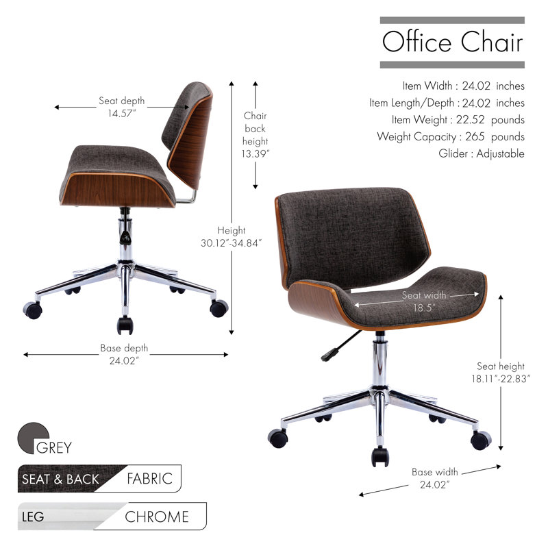 Chaise de bureau Vian, Gris