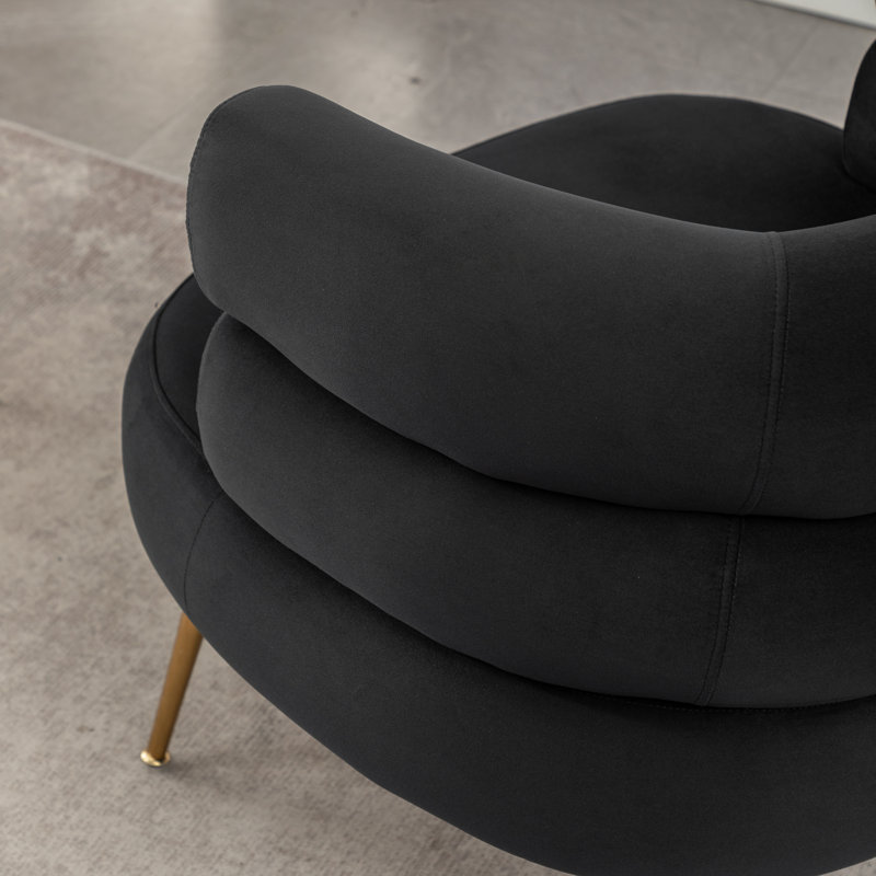 Fauteuil demi-tonneau l 30 po Demetrius, Velours noir