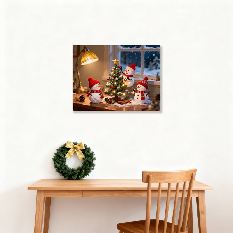 «Snowman Tree», art mural sur toile, H 12 po x l 18 po