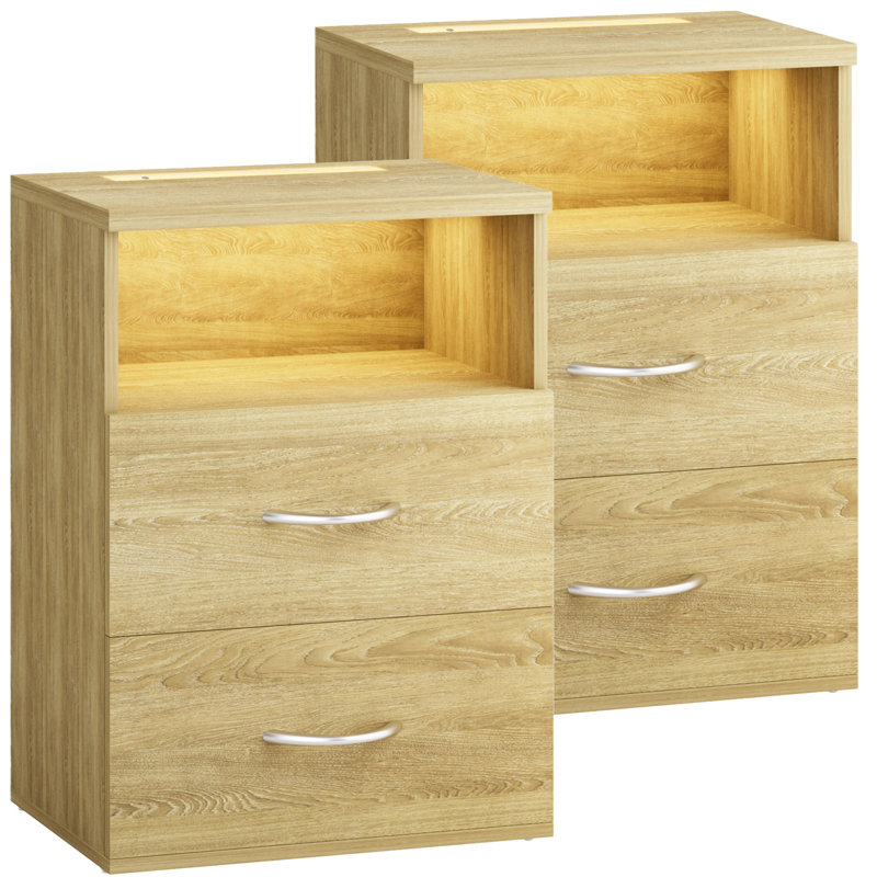 Rexhie 39cm W MDF/particle Board Bedside Table, Sonoma oak