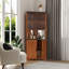 Armoire de rangement d'angle avec portes en verre trempé et tablettes réglables-129936510