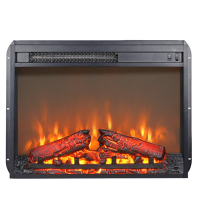 23 Inch Electric Fireplace Insert Heater With Log Set & Realistic Flame, Overheating Protection Without Control