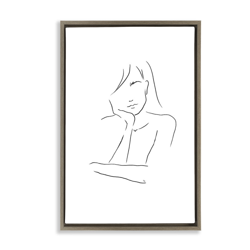 Cadre flottant triste, dessin par Martina Pavlova, Cadre flottant orme Montalcino, H 25 po x l 17 po