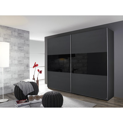 Loriga 2 Sliding Door Wardrobe front with Black Glass INCL. Delivery and Assembly