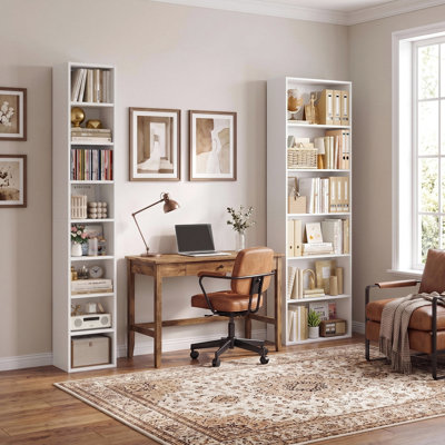 2-Bookcase Set, Large Storage Open Shelves for Living Room/Study