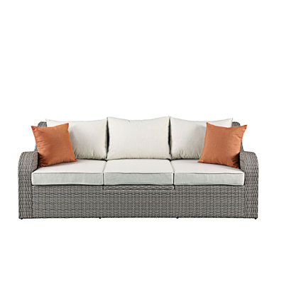 Wicker Patio Sofa With 2 Ottomans
