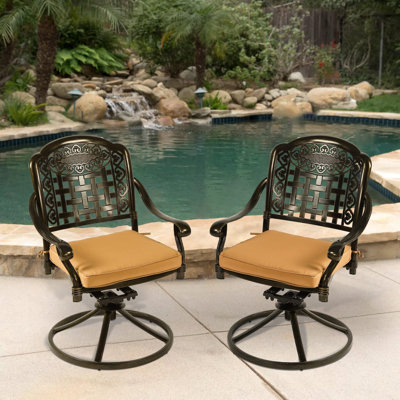 Swivel Patio Dining Armchair with Cushion by Charlton Home