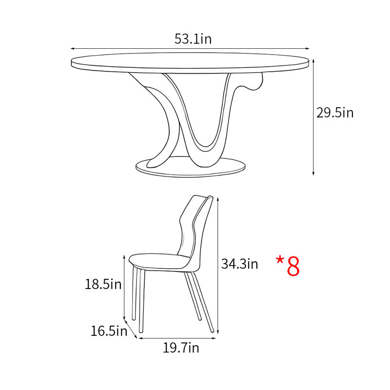 Ensemble de table de salle à manger de style italien, Blanc