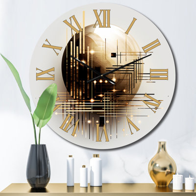 Horloge murale Golden Geometric Glam Full Moon III