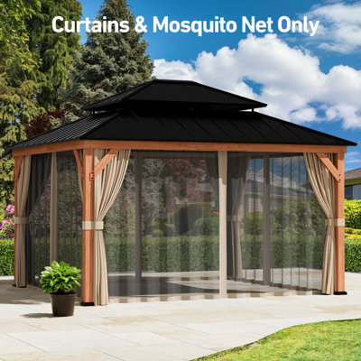 Modern Shades Universal 10' X 12' Mosquito Netting And Privacy Curtain Set Outdoor Patio Gazebo (For SKU NO. ADMR1050)