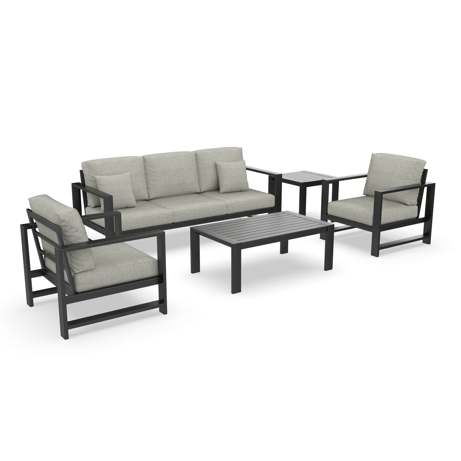 Dulcie 5 Person Seating Set with Sunbrella® Cushions, Canvas Granite Sunbrella® Canvas