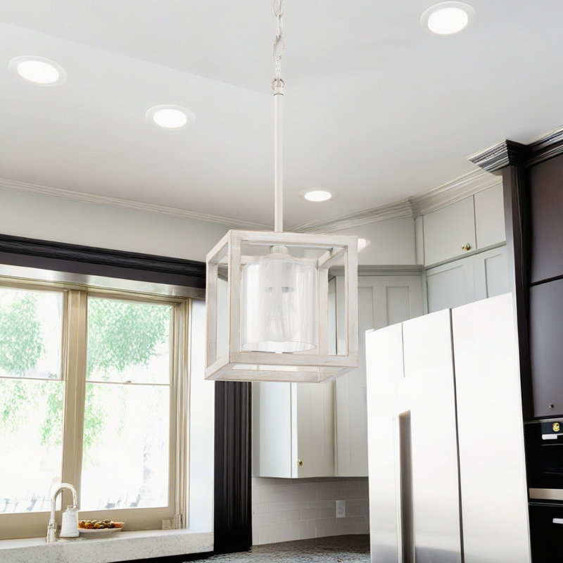 Misiak 1-Light Dimmable Single Pendant, White Washed