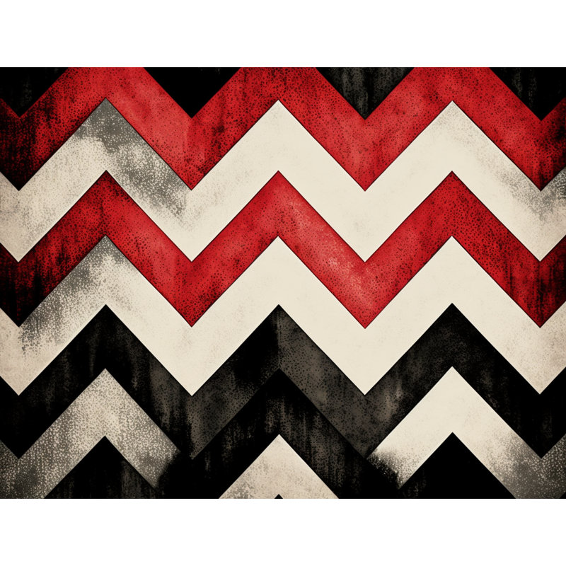 Housse de couette à motif de chevrons et rayures noires / rouges, Housse de couette simple