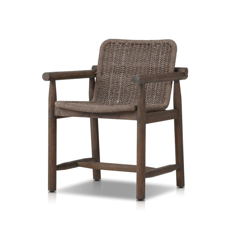 Dume Outdoor Dining Armchair, Dark Gray/Dark Brown