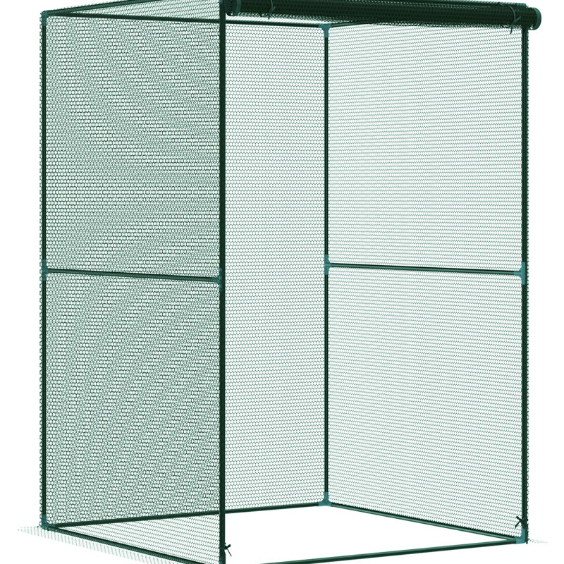 Filet de jardin 4 'X, -, accès à fermeture à glissière, fabrication en acier, cage de protection pour plantes sécurisée, porte à fermeture à glissière, cadre stable, cultures de protection en filet