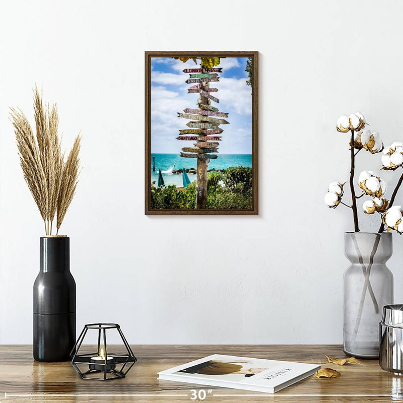 Panneaux de destination de Key West, 9" x 13", Floating Frame Walnut