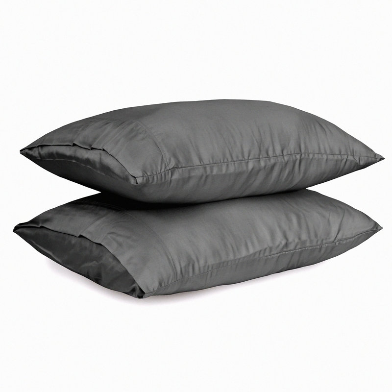 BambooSilk CoolMax Pillowcase Set - 2 Pack Standard Size 20x30, Soft Breathable Hotel Quality Cooling Pillow Covers, Light Grey Envelope Closure