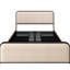 Lit très grand moderne en métal beige avec tête de lit tapissier incurvée et 4 tiroirs, structure de surface confortable sous la peau, assemblage facile