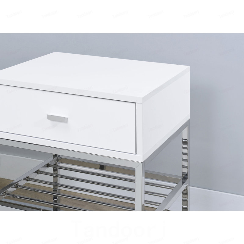 Yesler White High Gloss 1-Drawer Storage Bench