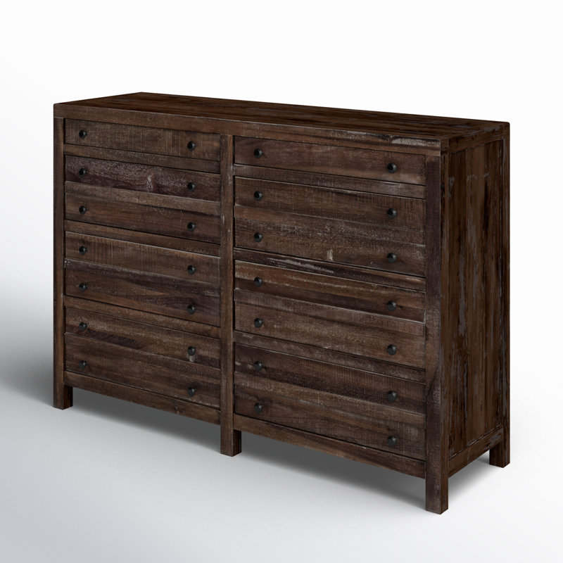 Commode double 8 tiroirs Randal, Brun / robuste